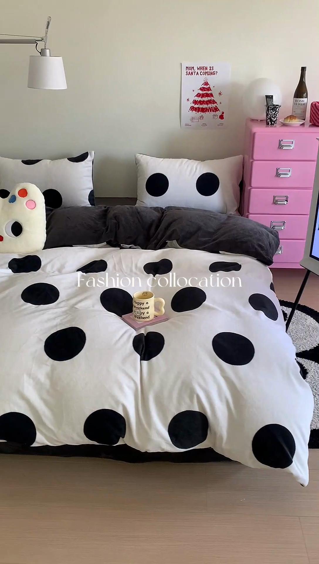 91家纺网 家纺一手货源 找家纺 星期八 2023新款210g双面牛奶绒印花四件套 波点