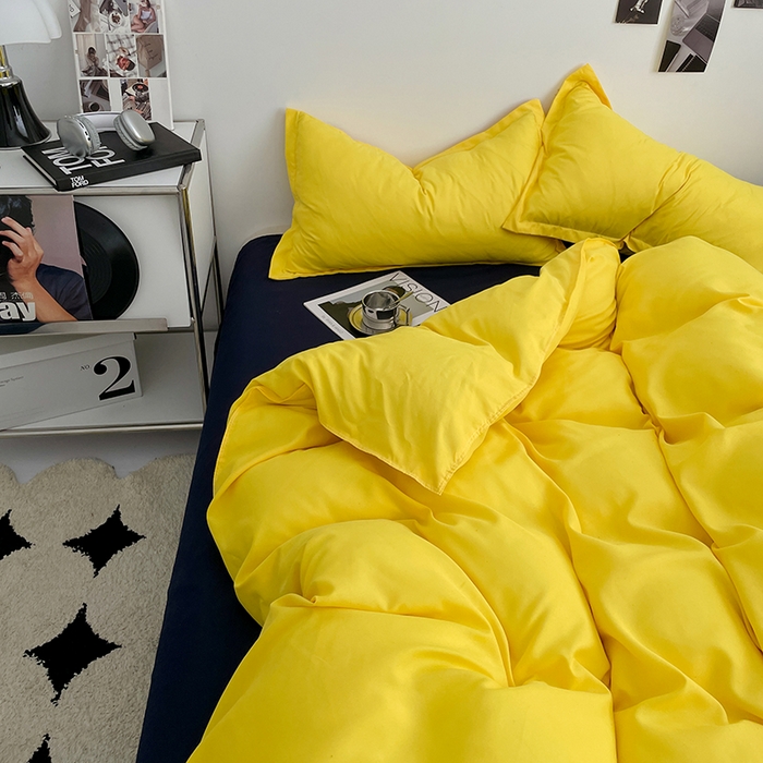 91家纺网 家纺一手货源 找家纺 贝拉梦2023新款个性撞色混搭亲肤棉四件套 芝芝芒芒