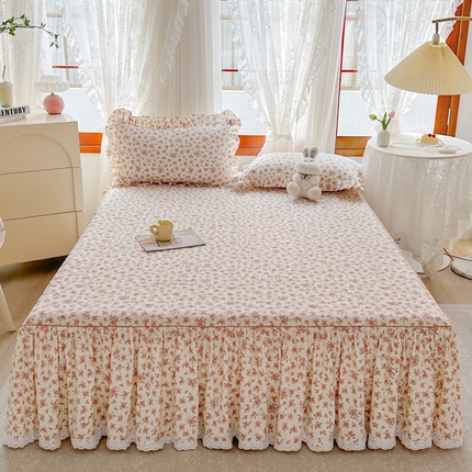 91家纺网 家纺一手货源 找家纺 （总）恋尚 2023新款小竹棉提花床笠式夹棉床裙