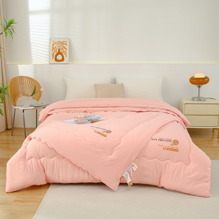 91家纺网 家纺一手货源 找家纺 芯恋 2025新款大豆纤维二合一子母被春秋被加厚冬被子被芯子母被-粉