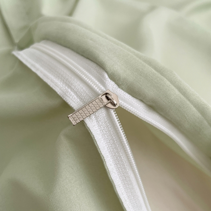 91家纺网 家纺一手货源 找家纺 贝拉梦2023新款个性撞色混搭亲肤棉四件套 茉莉奶绿