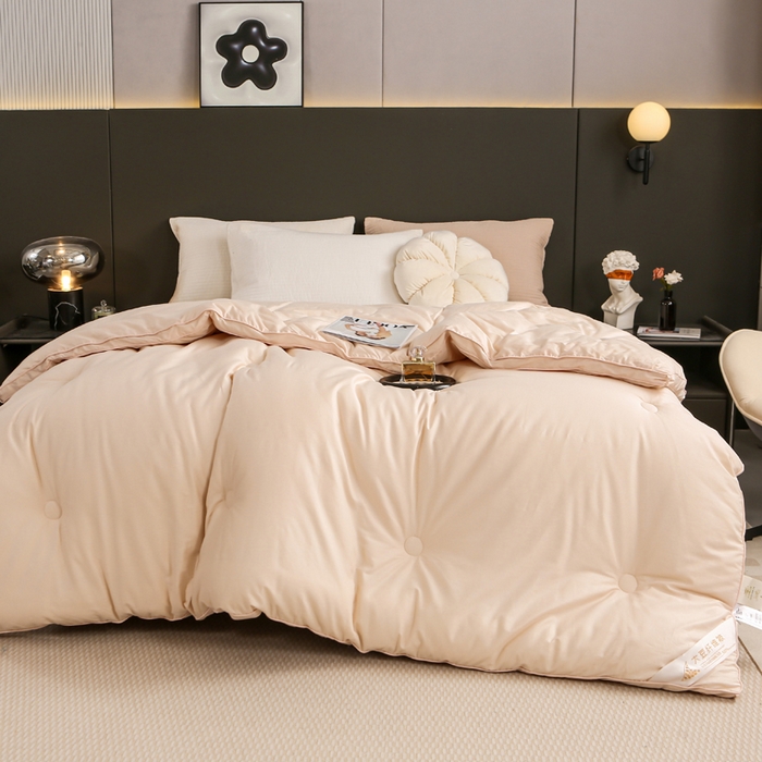 91家纺网 家纺一手货源 找家纺 天瑜家纺 2023新款喷气全棉A类无荧光大豆冬被子被芯卡其