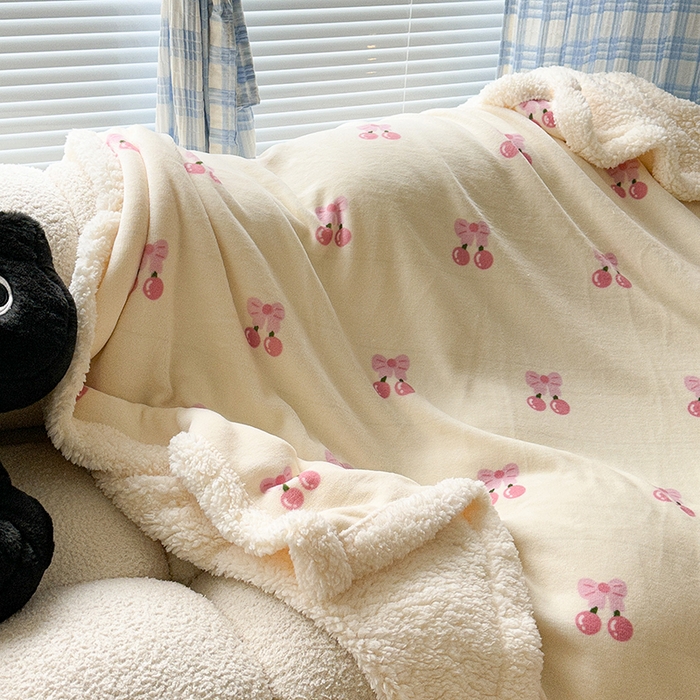 91家纺网 家纺一手货源 找家纺 （总）昔可家纺 2023新款ins风牛奶绒羊羔绒印花毛毯（风格二）