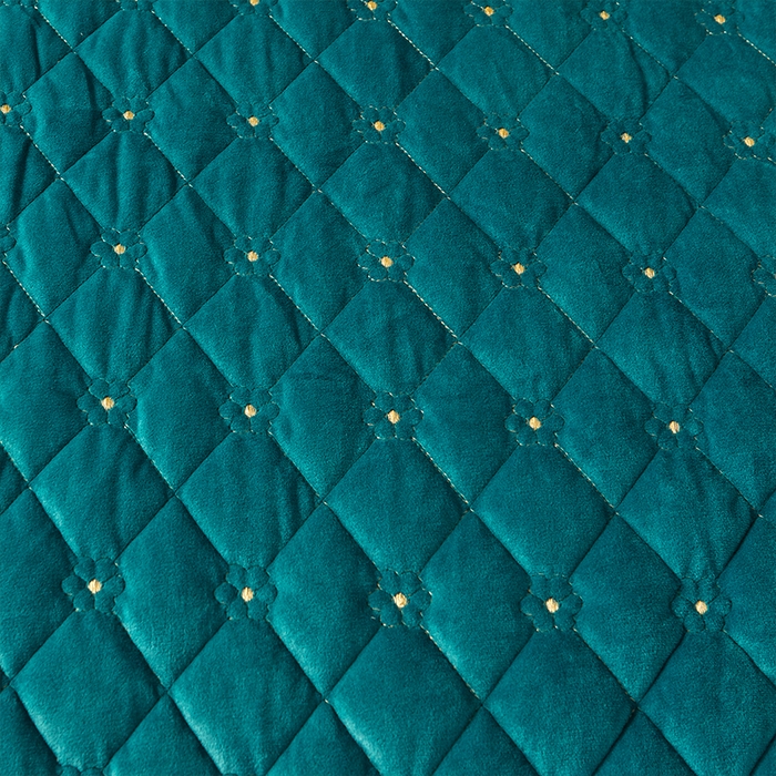 91家纺网 家纺一手货源 找家纺 罗艺轩 2024新款花季宝宝绒全套夹棉絎缝加厚系列床裙三件套 橄榄绿