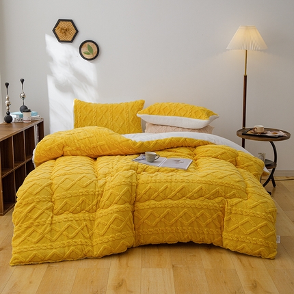 雅蔓依 2025新款塔芙绒羊羔绒冬被被子被芯 柠檬黄
