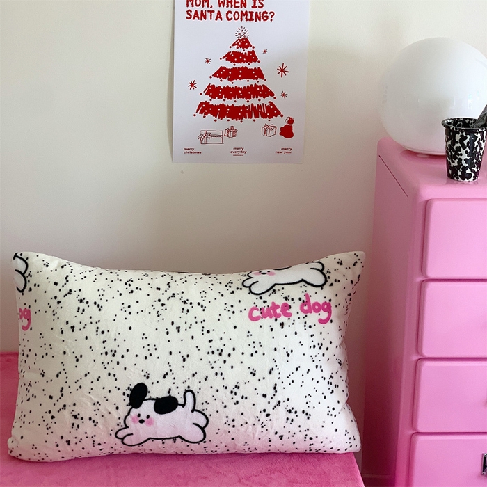 91家纺网 家纺一手货源 找家纺 星期八 2023新款210g双面牛奶绒印花四件套 cute dog