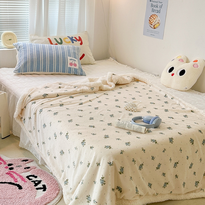 91家纺网 家纺一手货源 找家纺 昔可家纺 2023新款ins风牛奶绒羊羔绒印花毛毯（风格一） 西西里碎花