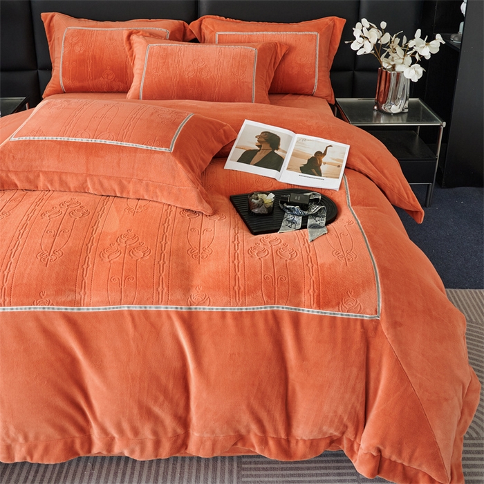 91家纺网 家纺一手货源 找家纺 榻尚家居 2023新款秋冬暖绒Queen系列-玫瑰花园 暖焦糖