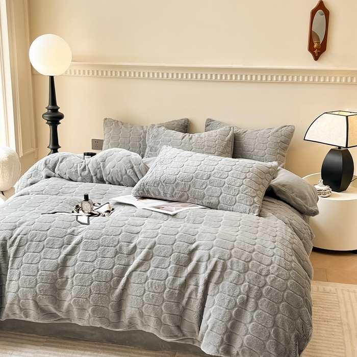 91家纺网 家纺一手货源 找家纺 慕尚家纺 2025新款280g兔毛绒四件套-洛卡 洛卡银灰