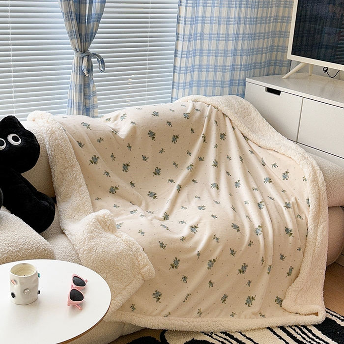 91家纺网 家纺一手货源 找家纺 昔可家纺 2023新款ins风牛奶绒羊羔绒印花毛毯（风格二） 西西里碎花