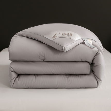 91家纺网 家纺一手货源 找家纺 天瑜家纺 2023新款喷气全棉A类无荧光大豆冬被子被芯灰色