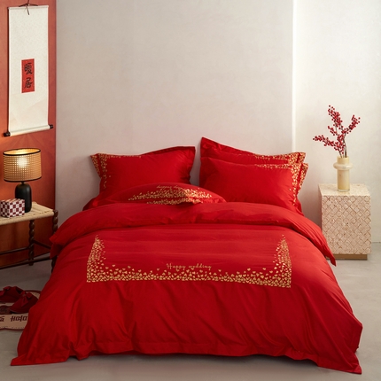 （总）千朵森 2024新款新疆长绒棉婚庆刺绣四件套-（花嫁）