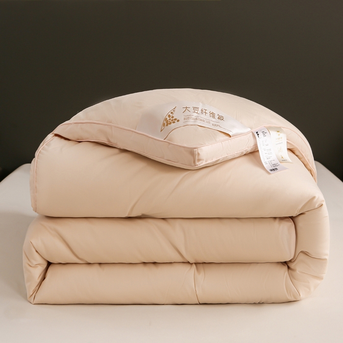 91家纺网 家纺一手货源 找家纺 天瑜家纺 2023新款喷气全棉A类无荧光大豆冬被子被芯卡其