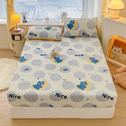 91家纺网 家纺一手货源 找家纺 欧邦 新款A类提花豆豆绒金龟绒床笠 床笠-安睡宝