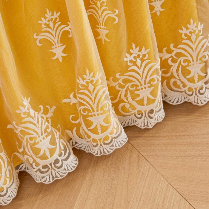 91家纺网 家纺一手货源 找家纺 虹星家纺 2023新款牛奶绒夹棉床裙套件清新系列-床裙款单床裙  清新-鹅黄