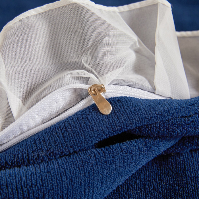 91家纺网 家纺一手货源 找家纺 虹星家纺 2023新款牛奶绒夹棉床裙套件清新系列-床裙款四件套 清新-藏青