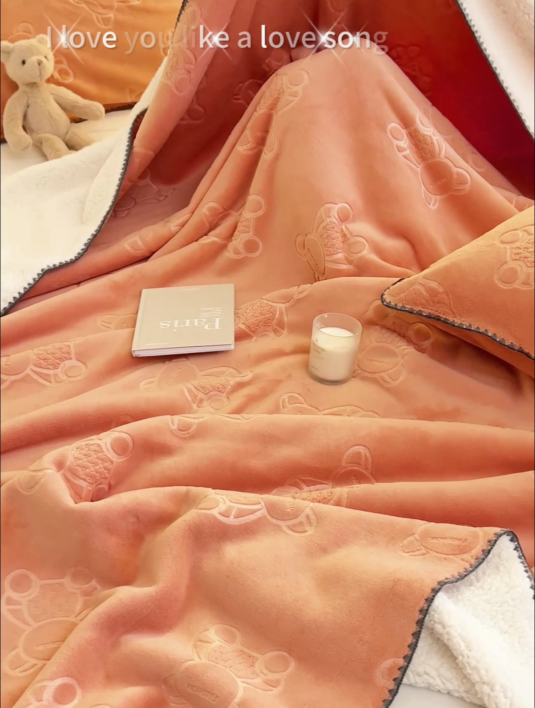 91家纺网 家纺一手货源 找家纺 21度C 2023新款贝贝熊-布叮熊牛奶绒复合毯 贝贝熊-桔红