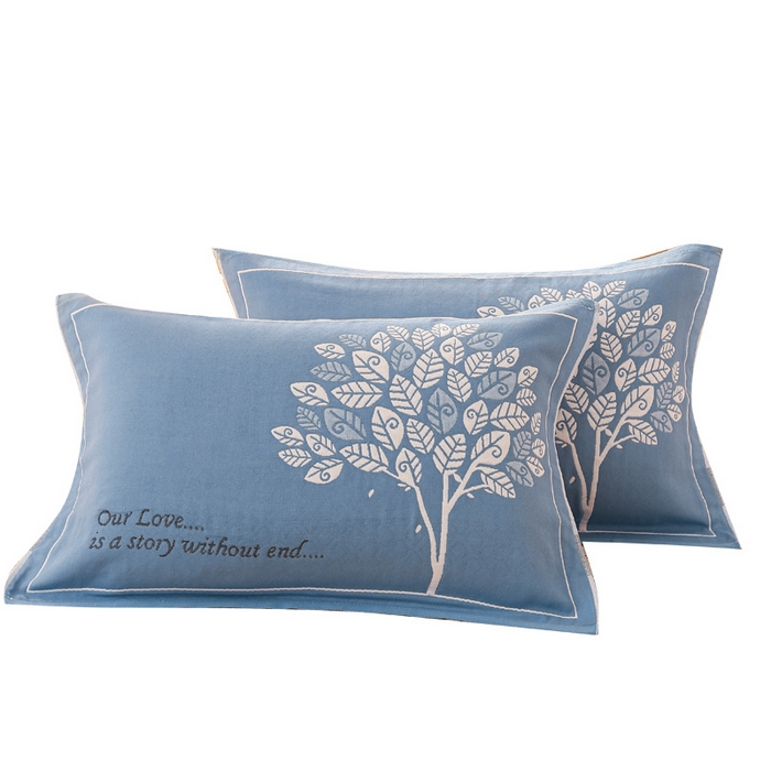 91家纺网 家纺一手货源 找家纺 朴尔家纺-毛巾被 2023新款全棉加厚三层纱布枕巾 发财树兰