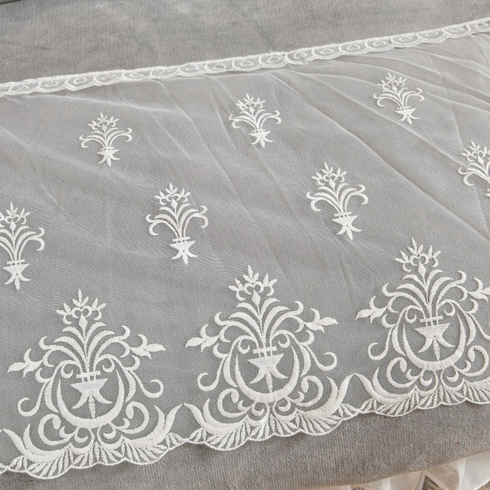 91家纺网 家纺一手货源 找家纺 虹星家纺 2023新款牛奶绒夹棉床裙套件清新系列-床裙款四件套 清新-星际灰