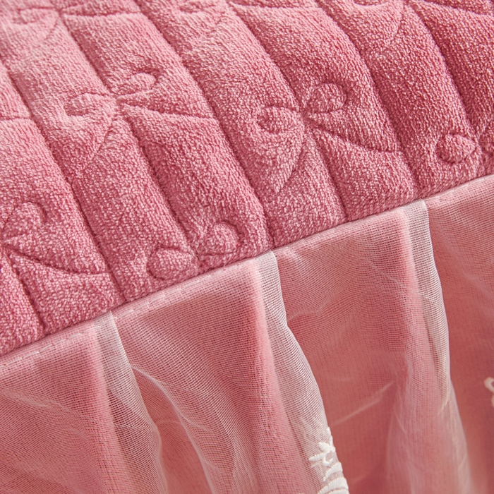 91家纺网 家纺一手货源 找家纺 虹星家纺 2023新款牛奶绒夹棉床裙套件清新系列-床裙款单床裙  清新-萝莉豆沙