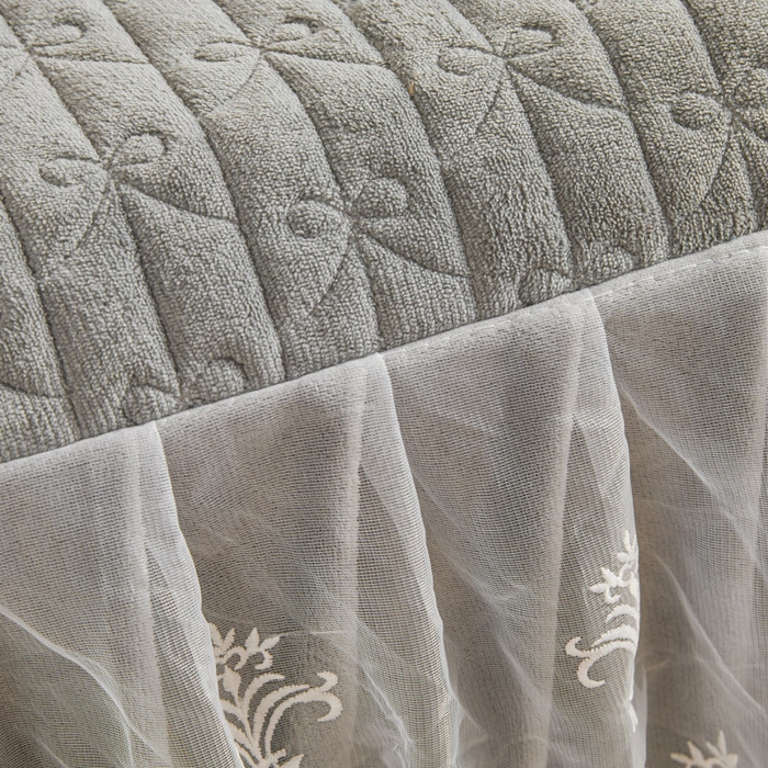 91家纺网 家纺一手货源 找家纺 虹星家纺 2023新款牛奶绒夹棉床裙套件清新系列-床裙款单床裙  清新-星际灰