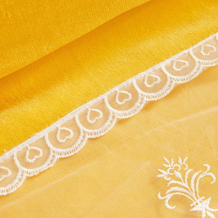 91家纺网 家纺一手货源 找家纺 虹星家纺 2023新款牛奶绒夹棉床裙套件清新系列-床裙款四件套 清新-鹅黄