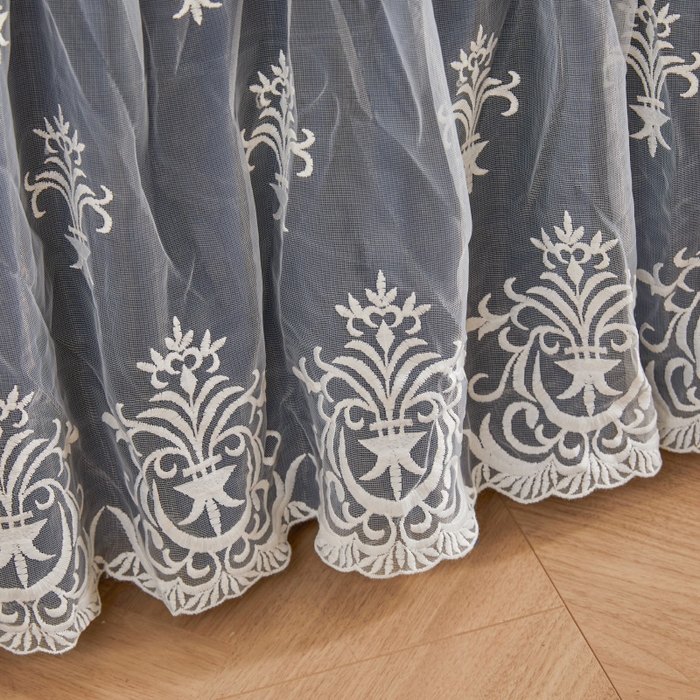 91家纺网 家纺一手货源 找家纺 虹星家纺 2023新款牛奶绒夹棉床裙套件清新系列-床裙款单床裙  清新-藏青