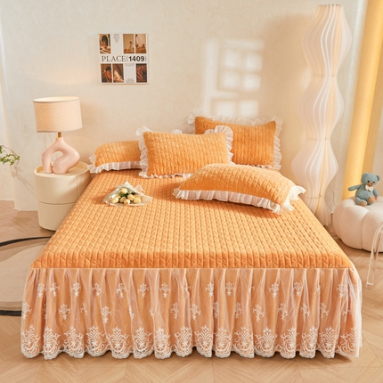 虹星家纺 2023新款牛奶绒夹棉床裙套件清新系列-床裙款单床裙  清新-吴咖