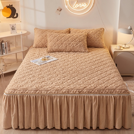 91家纺网 家纺一手货源 找家纺 （总）恋尚 2023新款塔芙绒床裙可脱卸款