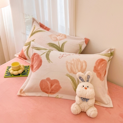 寐居家纺 2023新款小清新牛奶绒印花枕套 沁香花