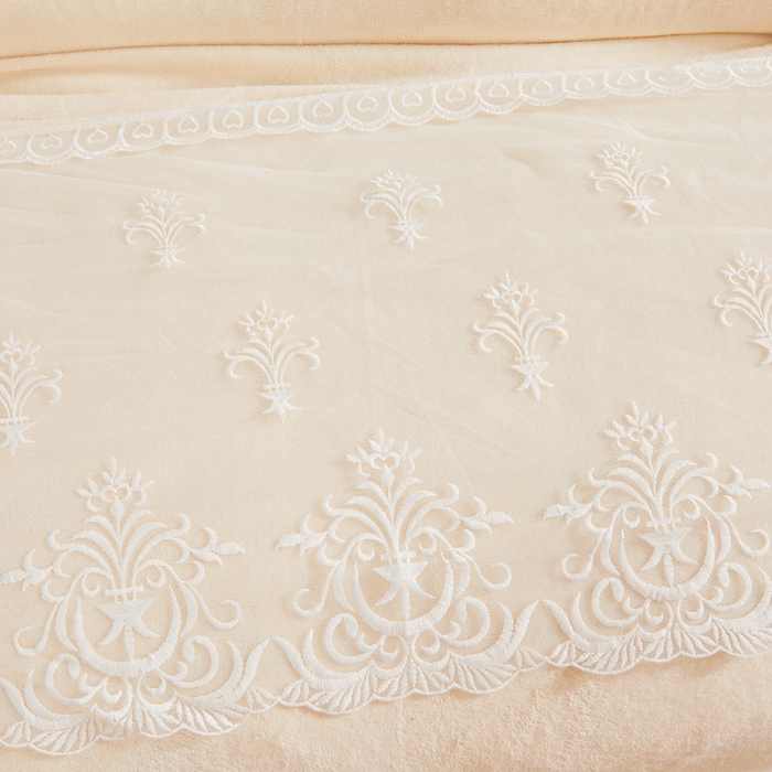 91家纺网 家纺一手货源 找家纺 虹星家纺 2023新款牛奶绒夹棉床裙套件清新系列-床裙款四件套 清新-贝壳白