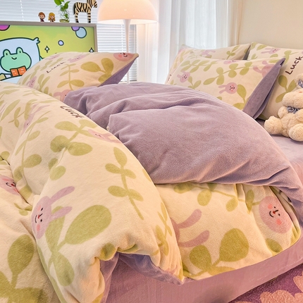 HL原创 2023新款牛奶绒单被套 紫韵兔兔