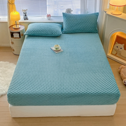 91家纺网 家纺一手货源 找家纺 欧邦 新款A类提花豆豆绒金龟绒床笠 床笠-薄荷绿