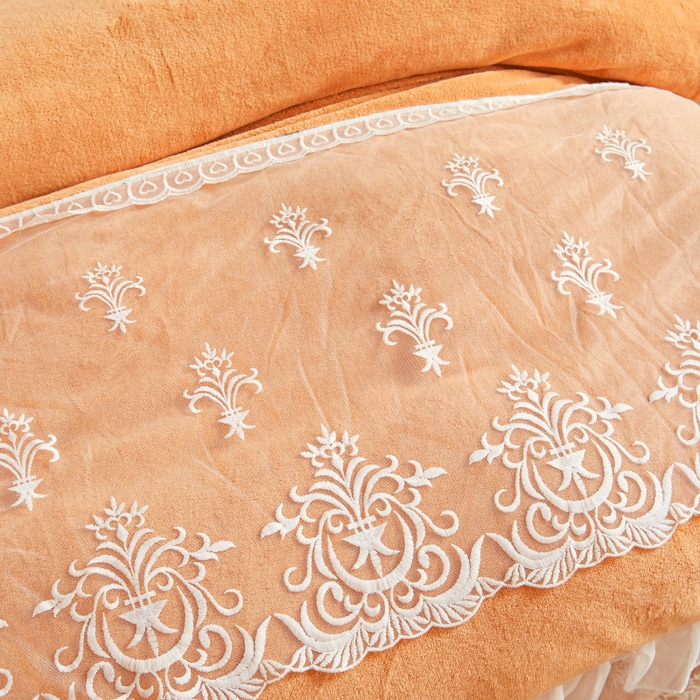 91家纺网 家纺一手货源 找家纺 虹星家纺 2023新款牛奶绒夹棉床裙套件清新系列-床裙款四件套 清新-吴咖