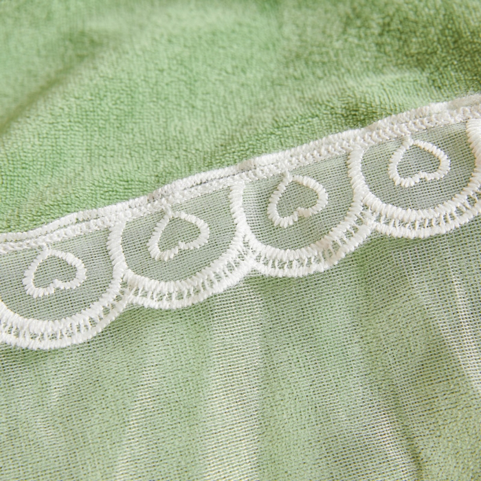 91家纺网 家纺一手货源 找家纺 虹星家纺 2023新款牛奶绒夹棉床裙套件清新系列-床裙款四件套 清新-牛油果绿