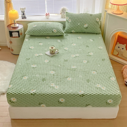 91家纺网 家纺一手货源 找家纺 欧邦 新款A类提花豆豆绒金龟绒床笠 床笠-雏菊