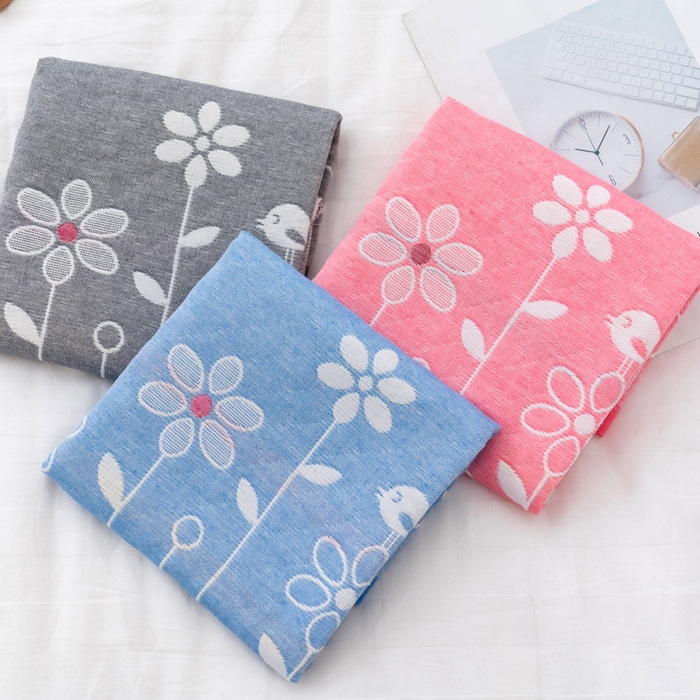 91家纺网 家纺一手货源 找家纺 朴尔家纺-毛巾被 2023新款特惠混纺棉质三层纱布独版AB面枕巾 花中细语兰