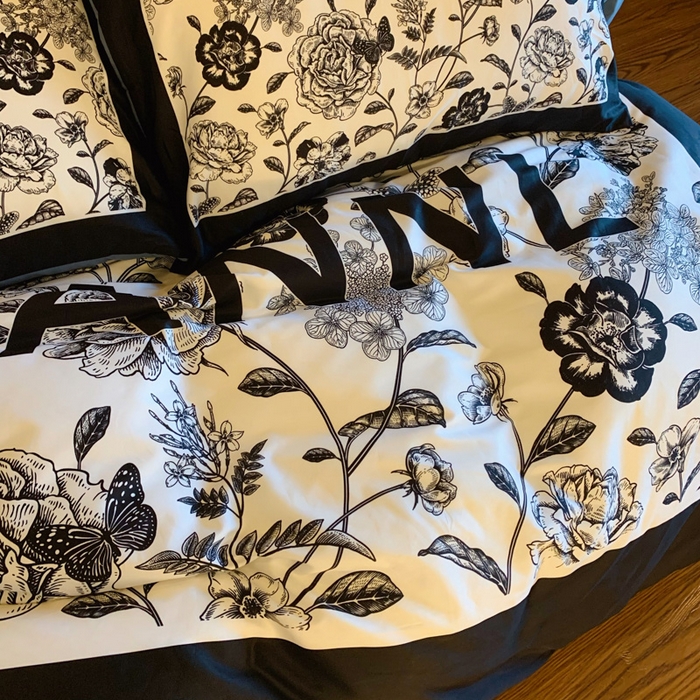 91家纺网 家纺一手货源 找家纺 花沐 2023新款ab版纯棉数码四件套 云暮间