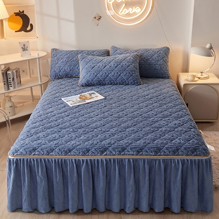 91家纺网 家纺一手货源 找家纺 （总）恋尚 2023新款塔芙绒床裙可脱卸款