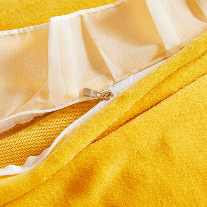 91家纺网 家纺一手货源 找家纺 虹星家纺 2023新款牛奶绒夹棉床裙套件清新系列-床裙款四件套 清新-鹅黄