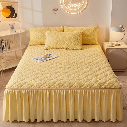 91家纺网 家纺一手货源 找家纺 （总）恋尚 2023新款塔芙绒床裙可脱卸款