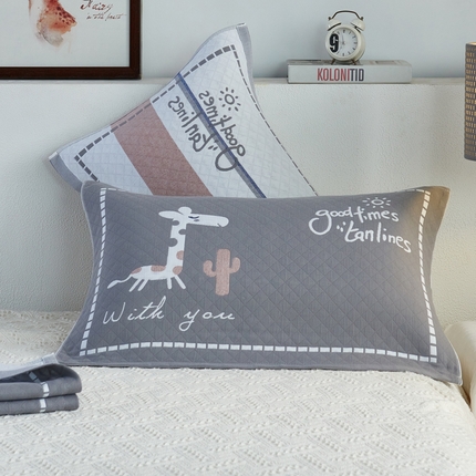 91家纺网 家纺一手货源 找家纺 朴尔家纺-毛巾被 2023新款全棉加厚三层纱布枕巾 快乐小鹿灰