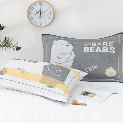 91家纺网 家纺一手货源 找家纺 朴尔家纺-毛巾被 2023新款特惠混纺棉质三层纱布独版AB面枕巾 白熊灰