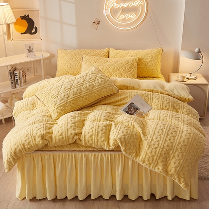 91家纺网 家纺一手货源 找家纺 （总）恋尚 2023新款塔芙绒床笠加床裙四件套可脱卸款