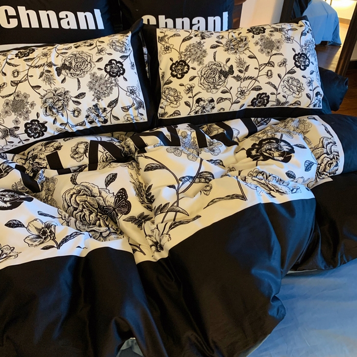 91家纺网 家纺一手货源 找家纺 花沐 2023新款ab版纯棉数码四件套 云暮间