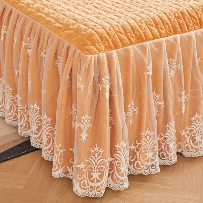 91家纺网 家纺一手货源 找家纺 虹星家纺 2023新款牛奶绒夹棉床裙套件清新系列-床裙款单床裙  清新-吴咖