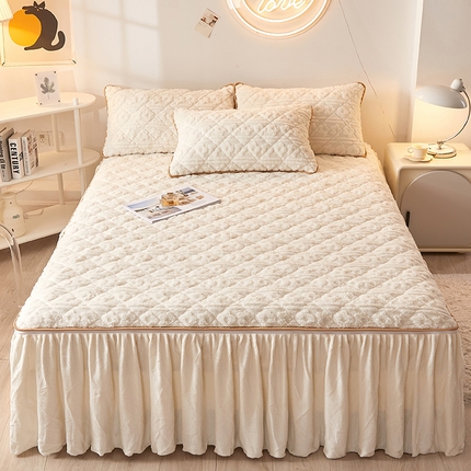 91家纺网 家纺一手货源 找家纺 （总）恋尚 2023新款塔芙绒床裙可脱卸款