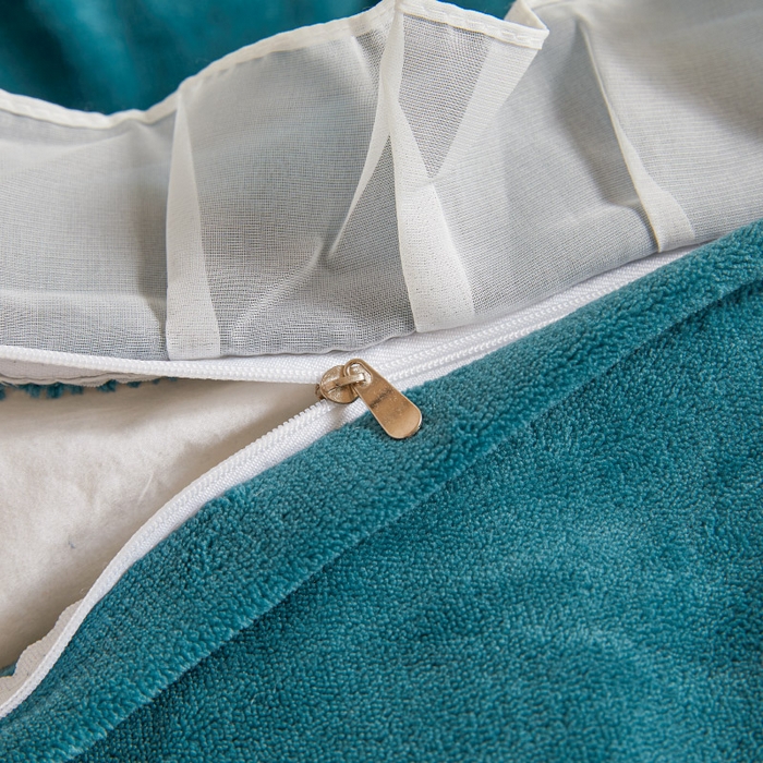 91家纺网 家纺一手货源 找家纺 虹星家纺 2023新款牛奶绒夹棉床裙套件清新系列-床裙款四件套 清新-孔雀兰