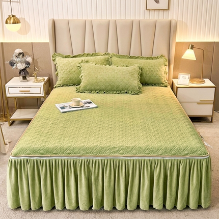 91家纺网 家纺一手货源 找家纺 （总）恋尚 2023新款加厚高克重蜜桃绒床笠式床裙可脱卸