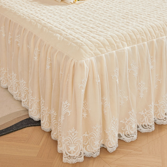 91家纺网 家纺一手货源 找家纺 （总）虹星家纺 2023新款牛奶绒夹棉床裙套件清新系列-床裙款单床裙 